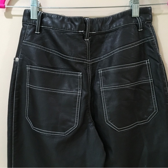 FREE PEOPLE WE THE FREE pants MYSTIC BLACK THE IT FACTOR VEGAN FAUX LEATHER - Picture 5 of 10